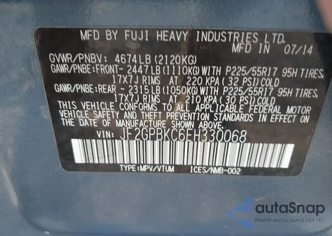 2014 Subaru Xv Crosstrek Hybrid 2.0I Touring из США, поврежденный, VIN JF2GPBKC6EH330068